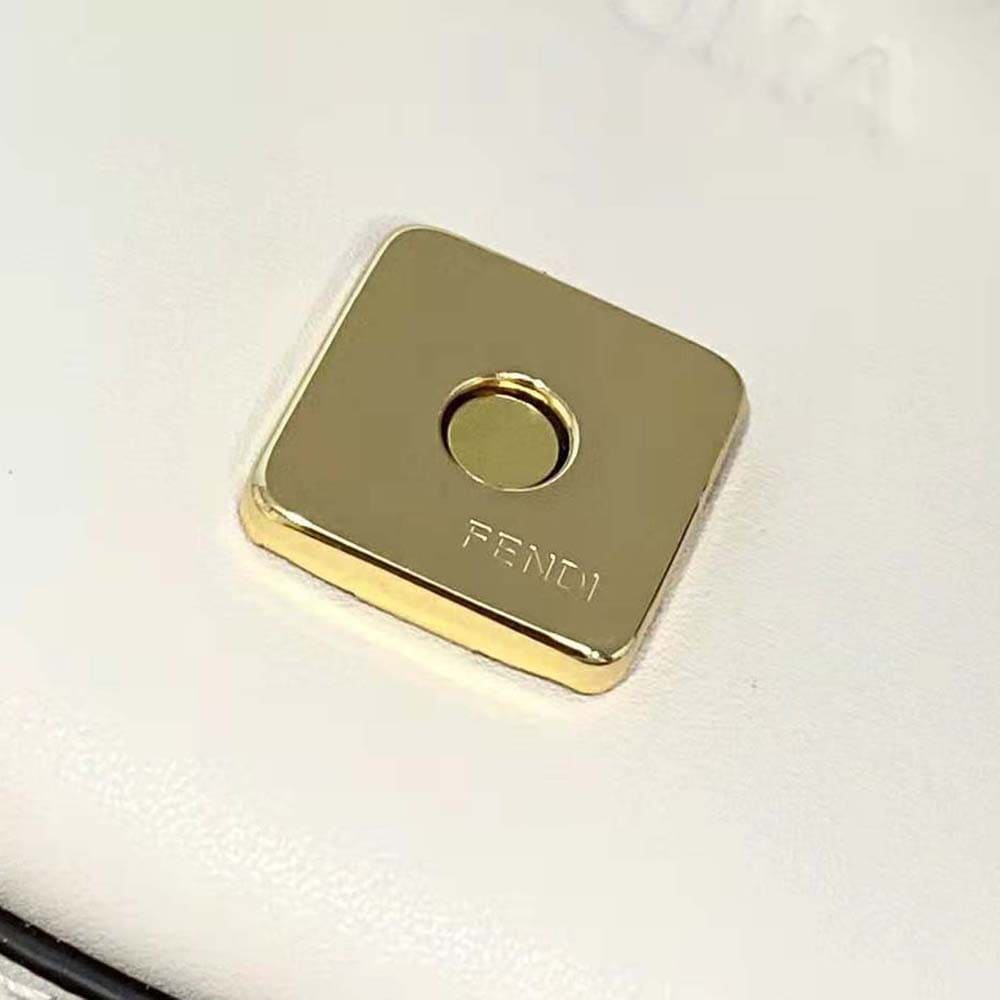 TÚI FENDI  Moonlight Hand-Stitched Leather Satchel Bag-White