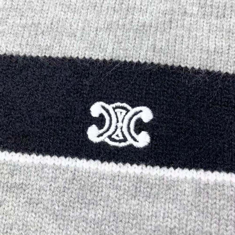 ÁO Celine Triomphe Crew Neck Sweater in Striped Wool