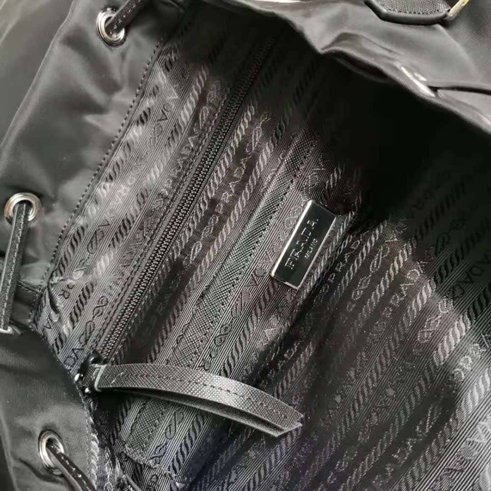BALO Prada Women Nylon and Saffiano Leather Backpack-Black