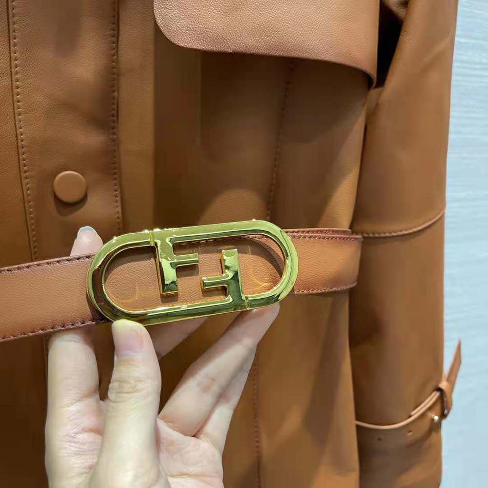ÁO Fendi Women Shaded-Effect Tan Leather Jacket