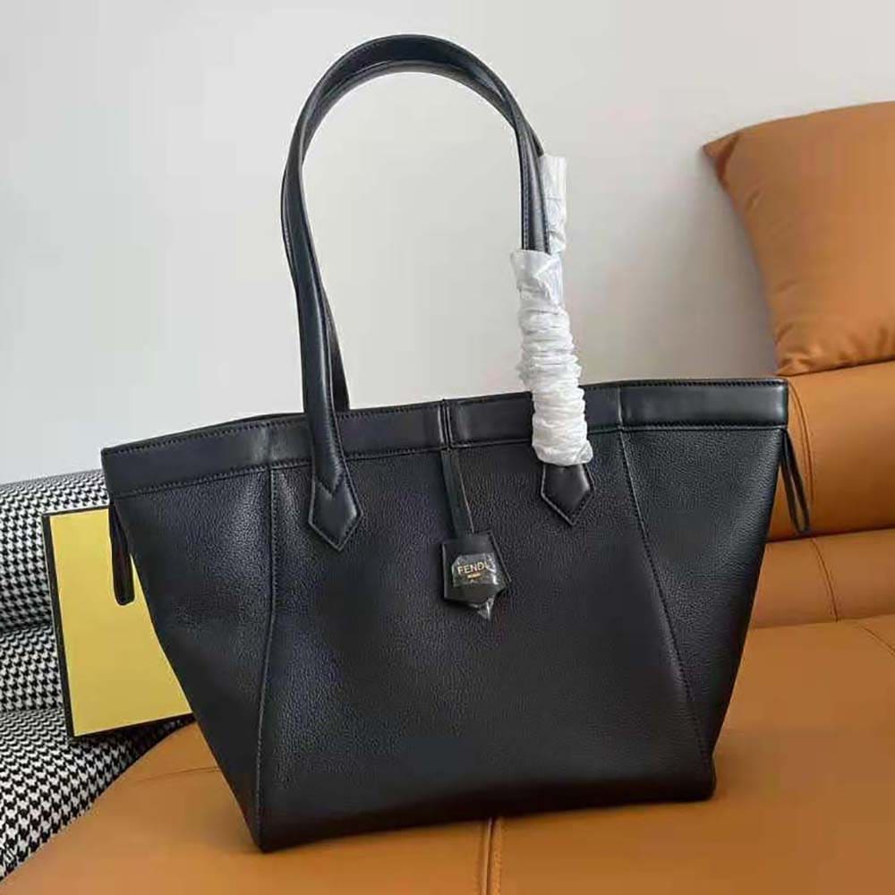 TÚI FENDI Women Origami Medium Dove Black Leather Bag