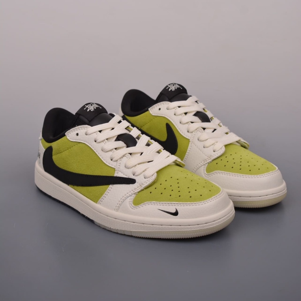GIÀY STUSSY X TRAVIS SCOTT X AIR JORDAN 1 LOW AJ STUSSY XANH QUÂN ĐỘI TOP QUALITY SHOES AAA