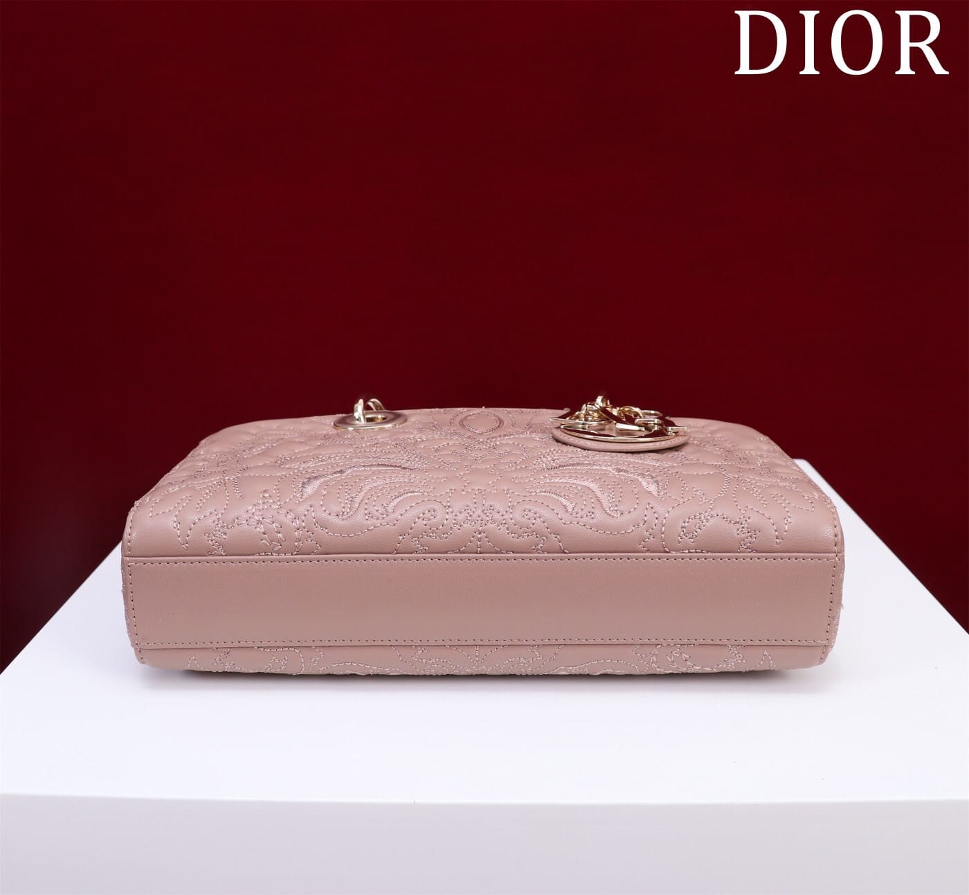 TÚI CHRISTIAN DIOR LADY D-JOY PINK Quilted-Effect Lambskin with Ornamental Motif