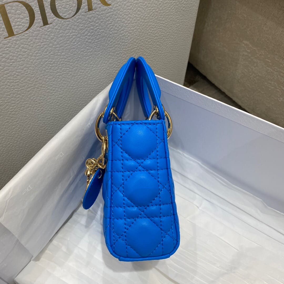 TÚI CHRISTIAN DIOR Women Micro Lady Dior Bag Blue Cannage Lambskin
