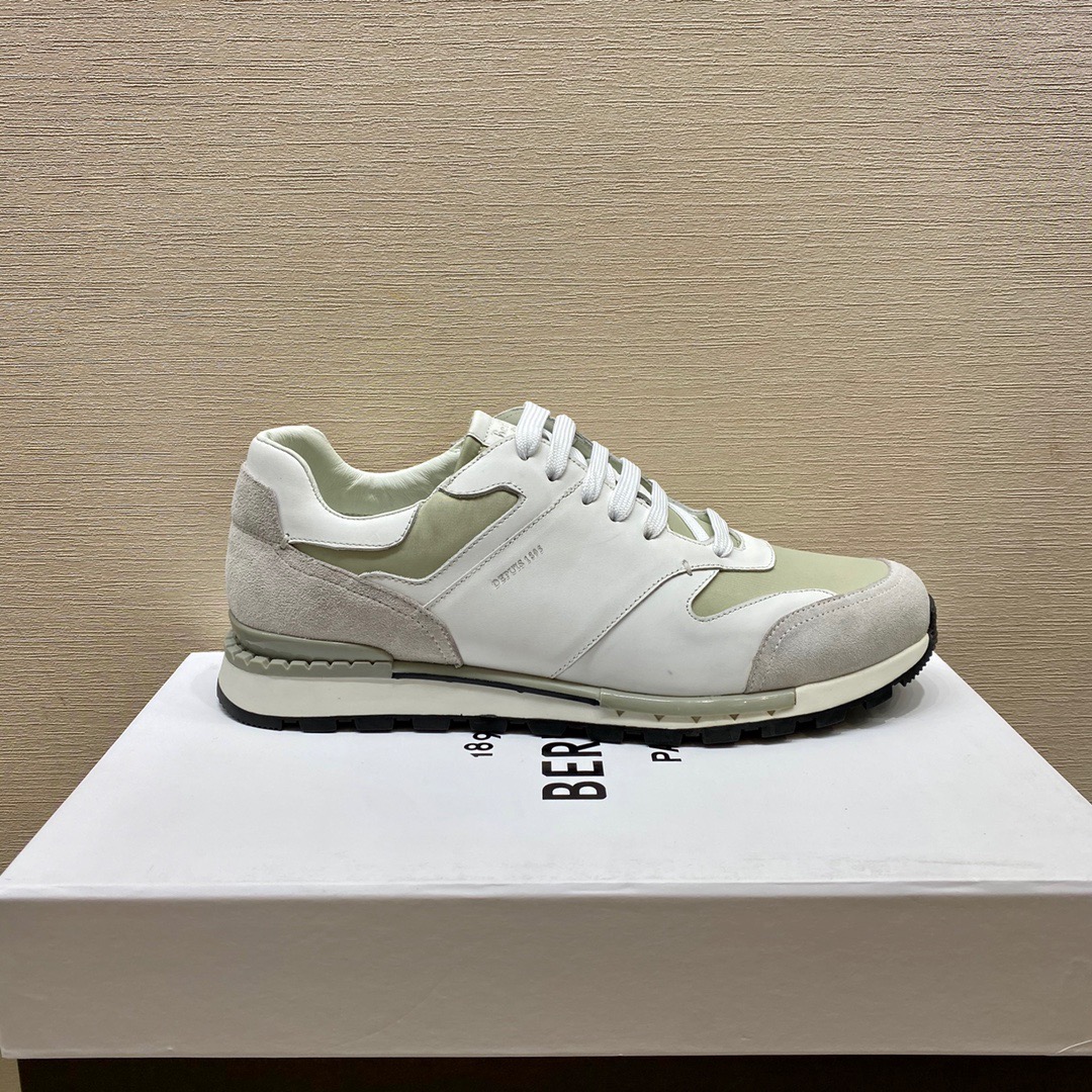 GIÀY BERLUTI Leather and Suede White Grey Sneaker shoes