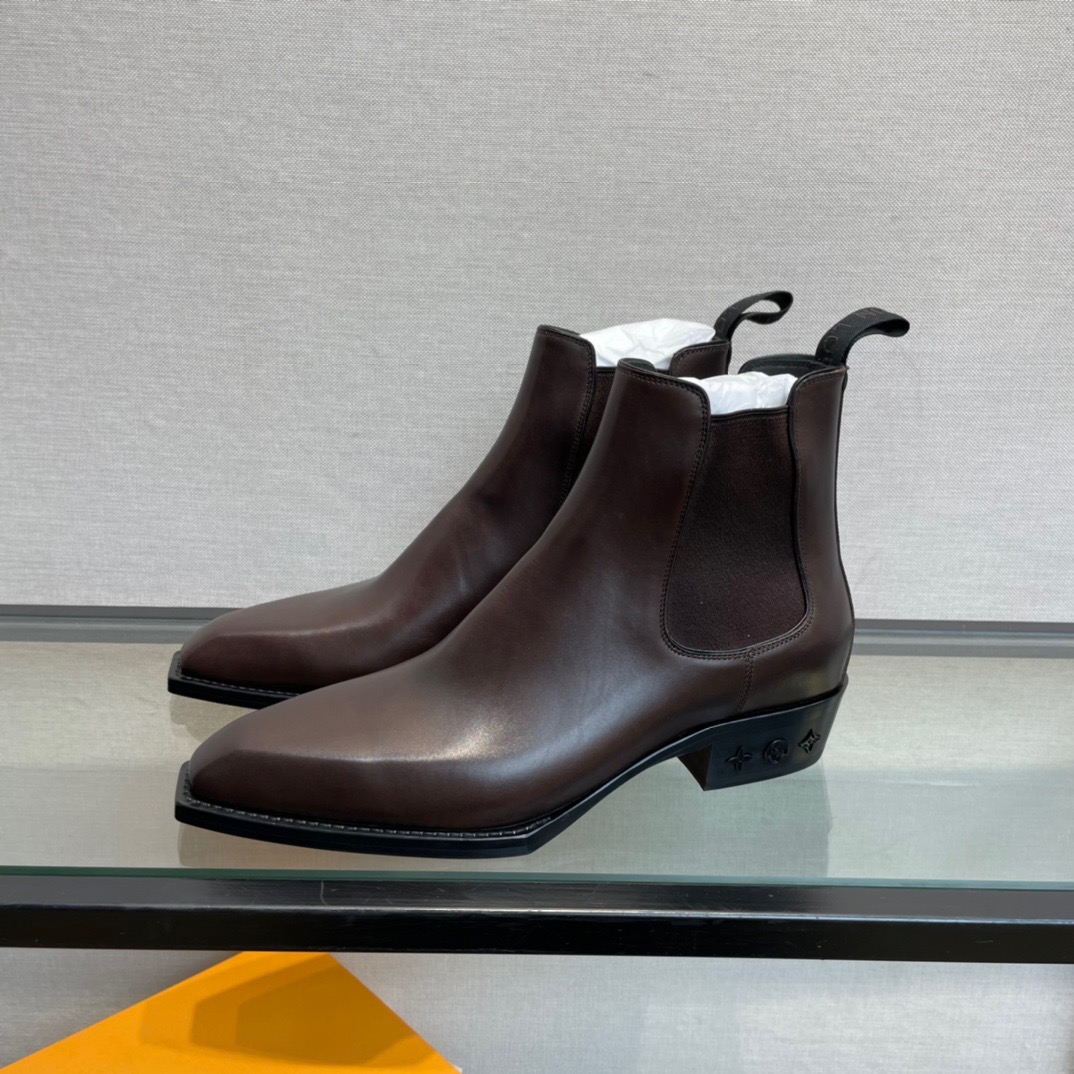 GIÀY LOUIS VUITTON BROWN LEATHER BOOTS SHOES