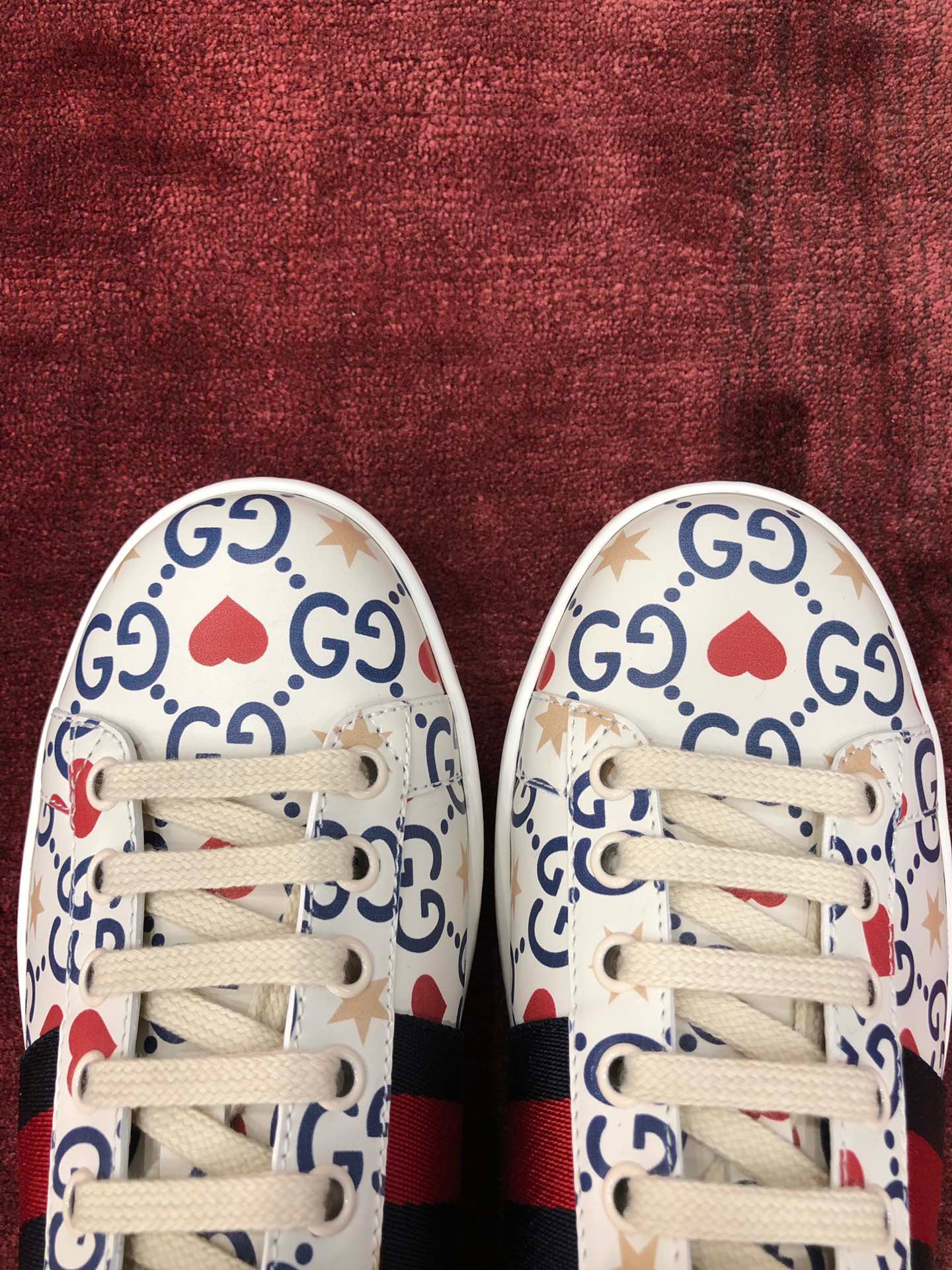 GIÀY GUCCI Leather Ace Sneakers Interlocking GG White