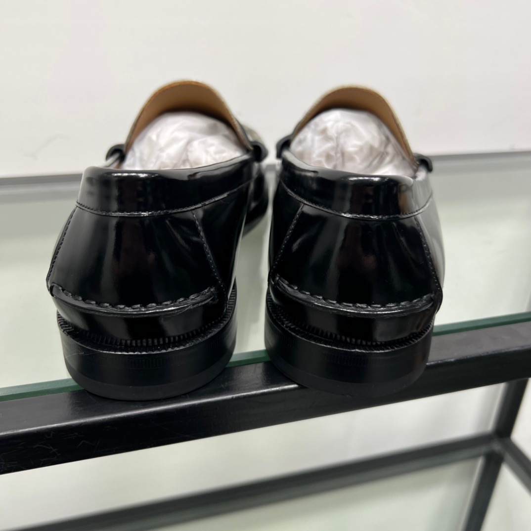 GIÀY GUCCI GG LEATHER BLACK LOAFER SHOES