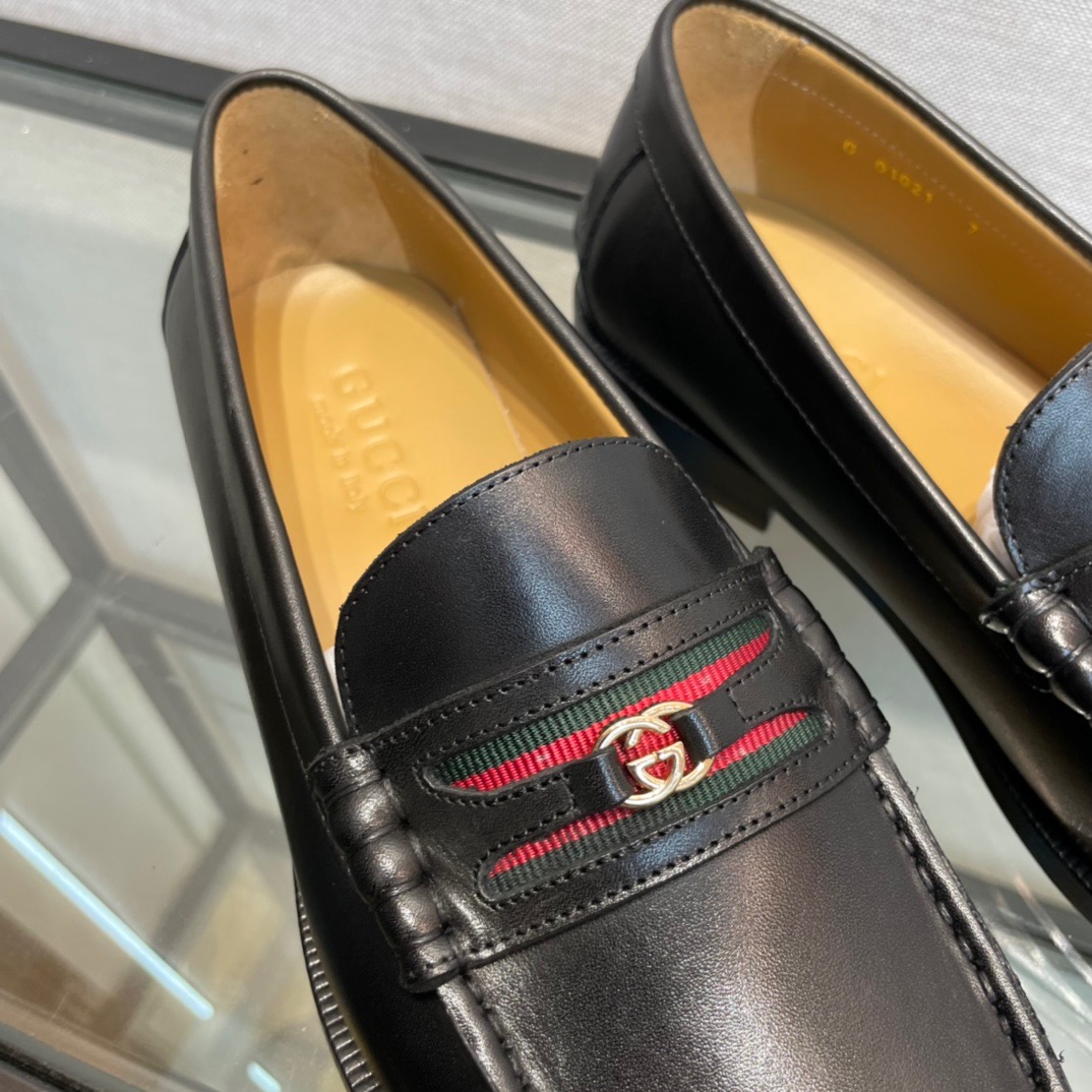 GIÀY GUCCI GG LEATHER  LOGO LOAFER SHOES