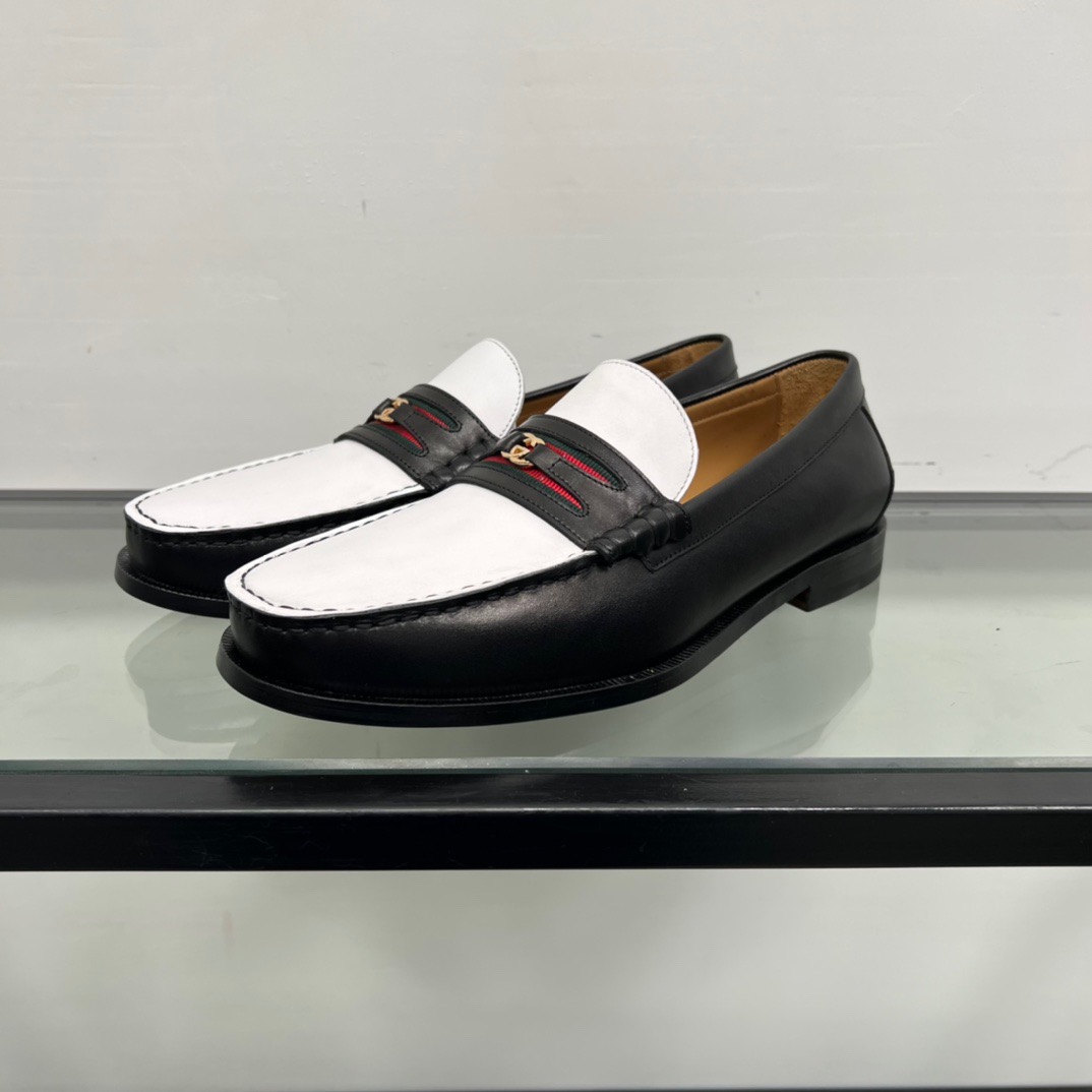 GIÀY GUCCI GG LEATHER  LOGO LOAFER SHOES