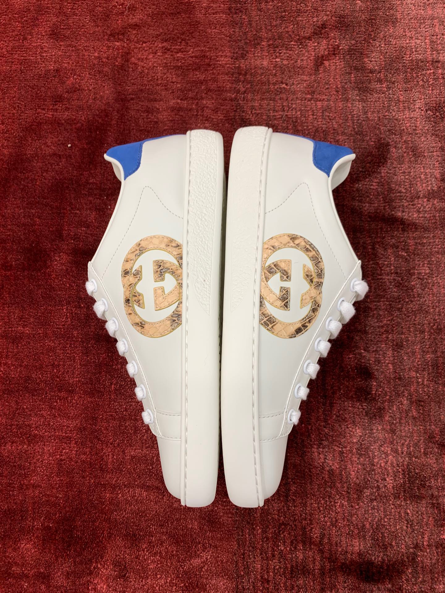 GIÀY GUCCI Leather Ace Sneakers Interlocking GG Python White