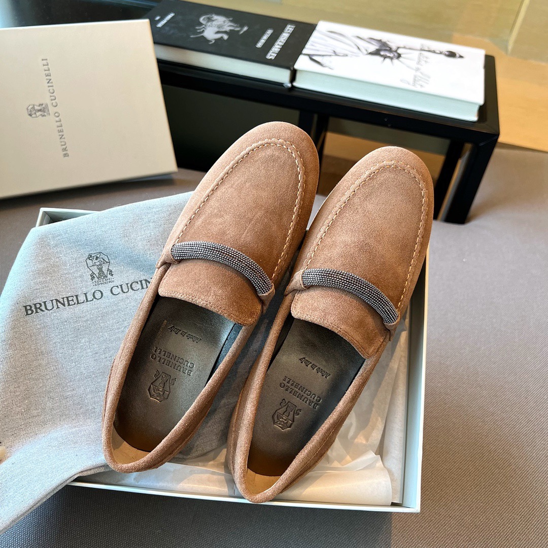 GIÀY BRUNELLO CUCINELLI brown suede loafer