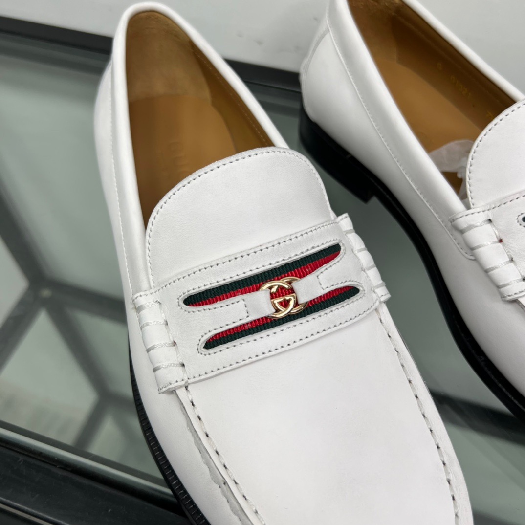 GIÀY GUCCI GG LEATHER  LOGO LOAFER SHOES
