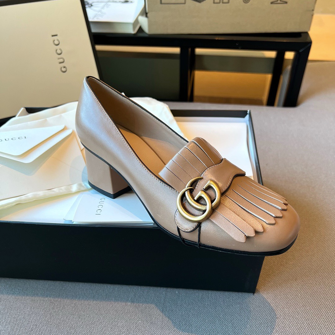 GIÀY GUCCI GG LEATHER LOGO LOAFER SHOES