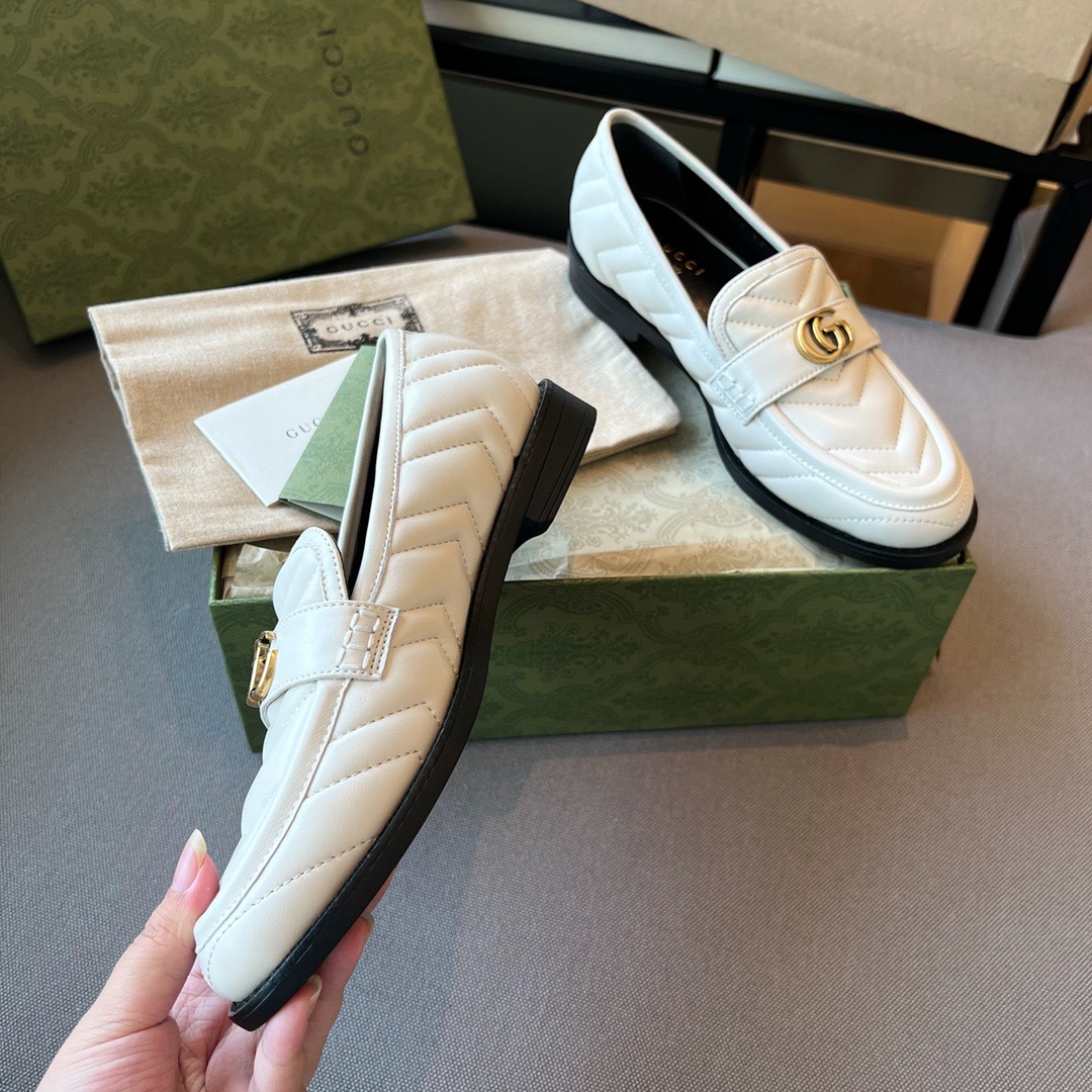 GIÀY GUCCI GG LEATHER LOGO LOAFER SHOES