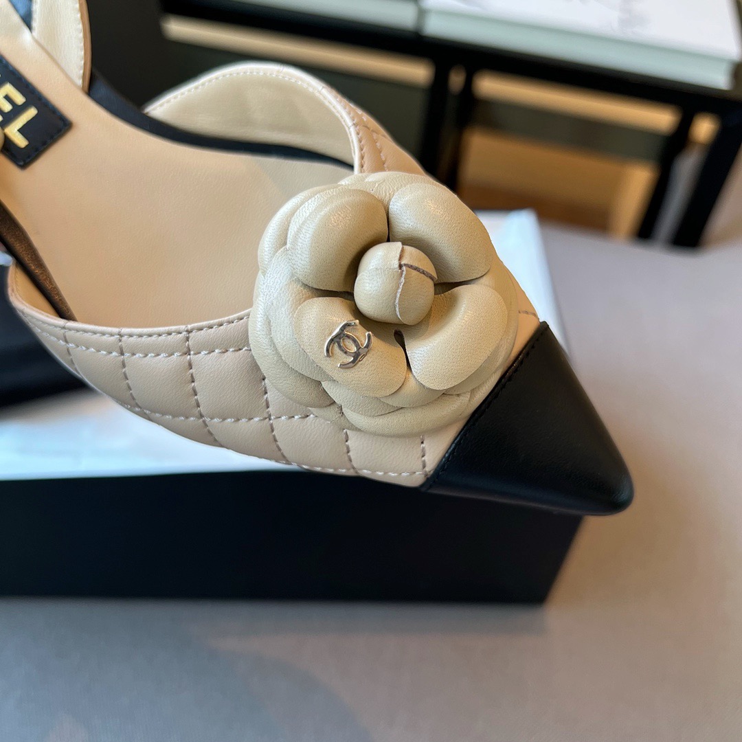 GIÀY CHANEL Camellia Flower Leather Sling Back