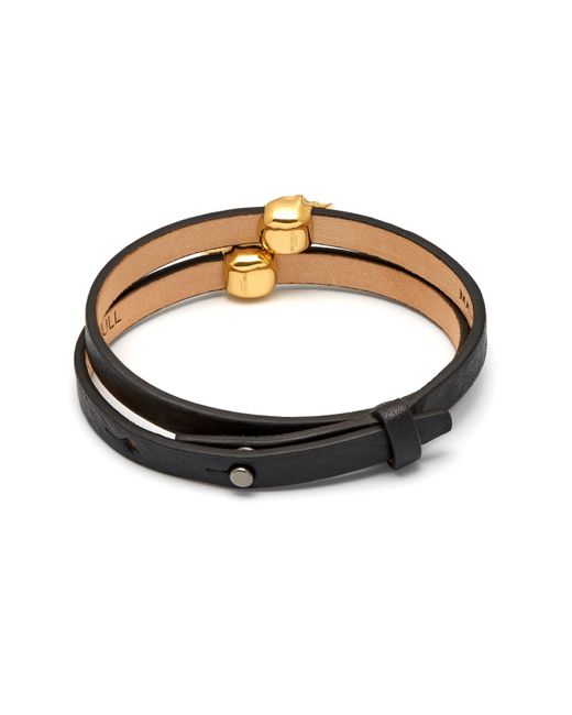 Northskull Atticus Skull Double Wrap Bracelet In Black & Gold