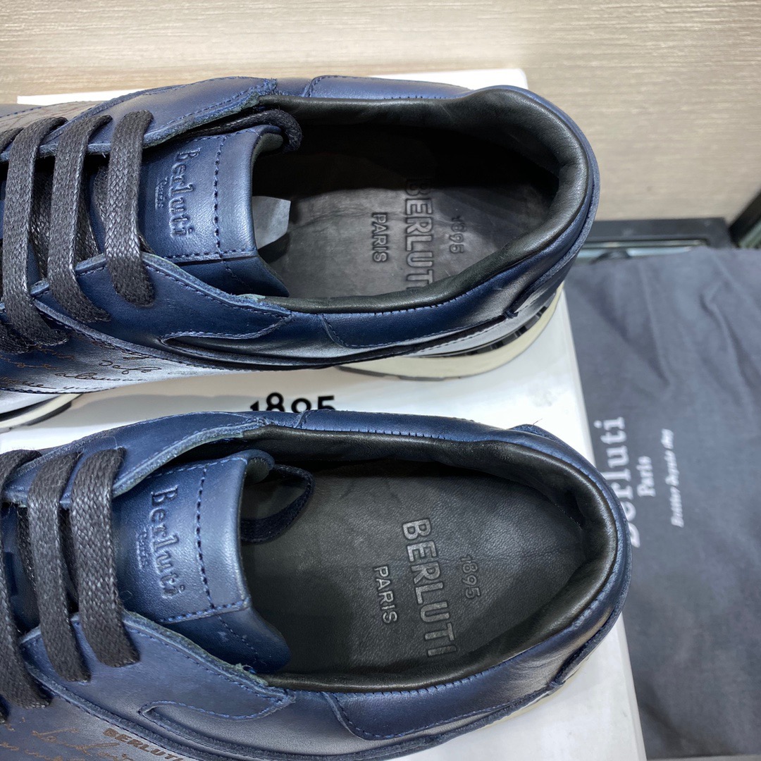 GIÀY BERLUTI Leather Blue Sneaker shoes