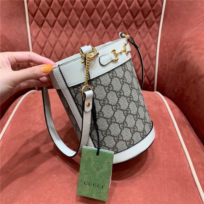TÚI Gucci Horsebit 1955 small bucket bag white Top Quality
