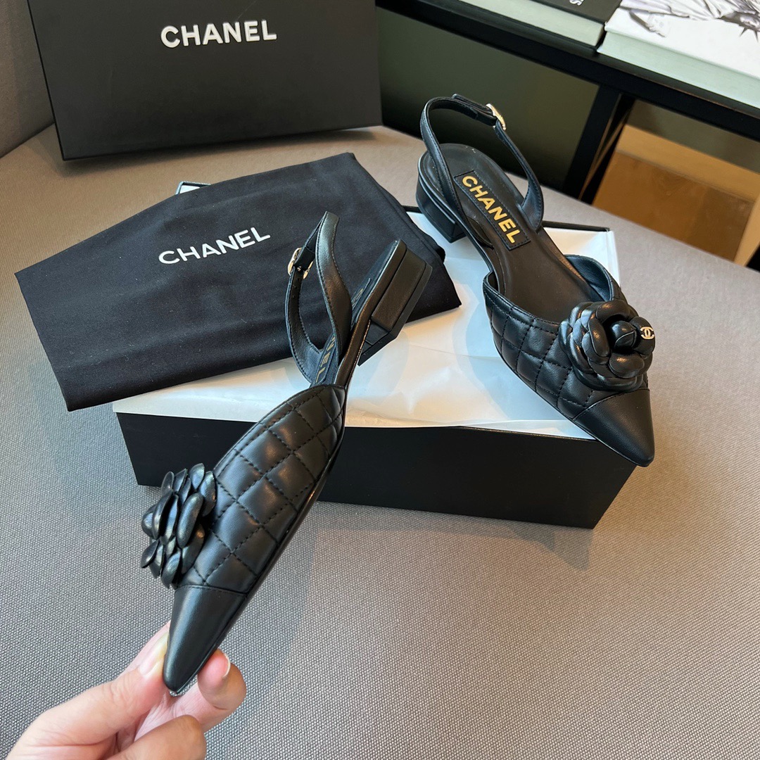 GIÀY CHANEL Camellia Flower Leather Sling Back