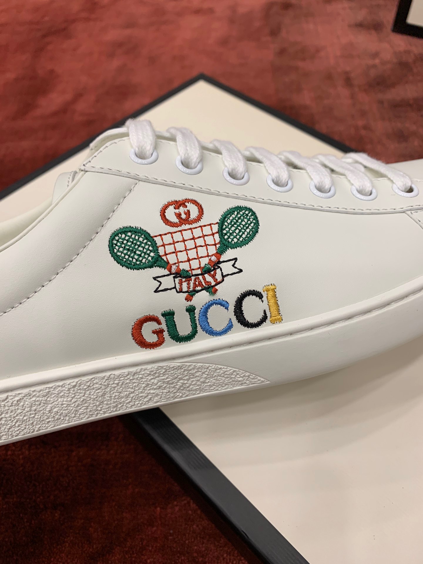 GIÀY GUCCI Leather Ace Sneakers Tennis White
