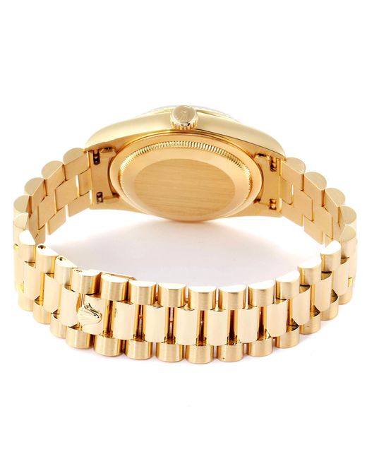 ĐỒNG HỒ ROLEX Metallic Champagne Diamond And Ruby 18k Yellow Gold President automatic