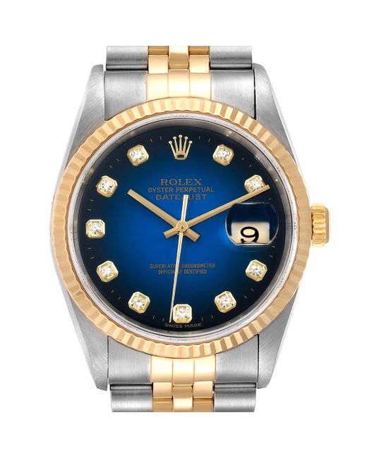 ĐỒNG HỒ ROLEX Blue Diamonds 18k Yellow Gold And Stainless Steel Datejust automatic