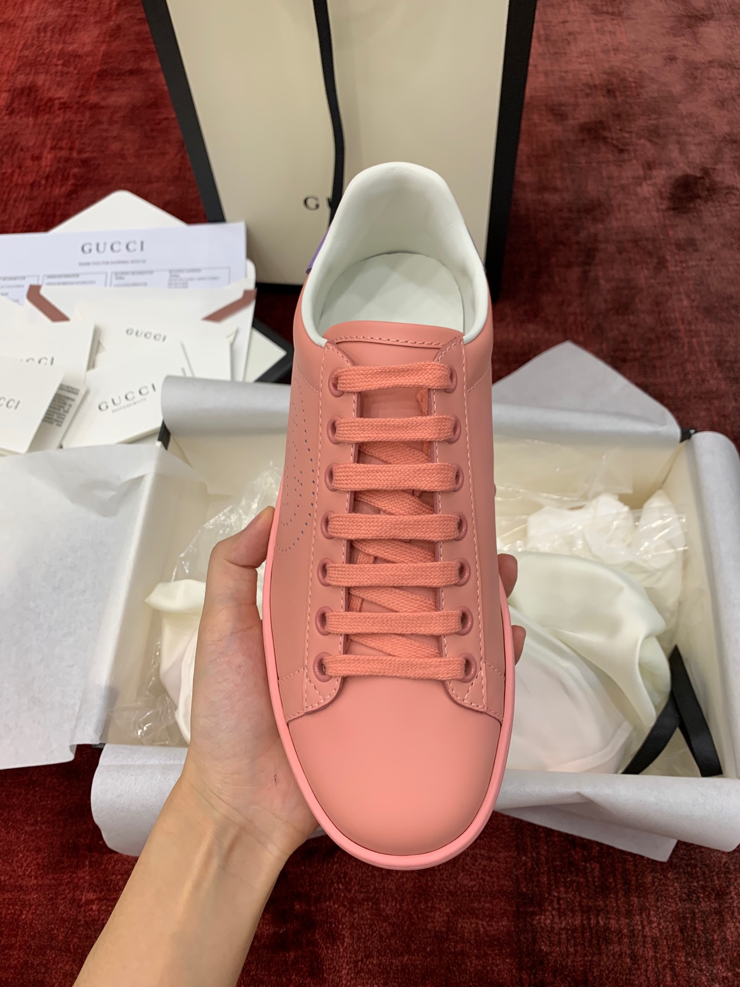 GIÀY GUCCI Leather Ace Sneakers Interlocking GG Blue