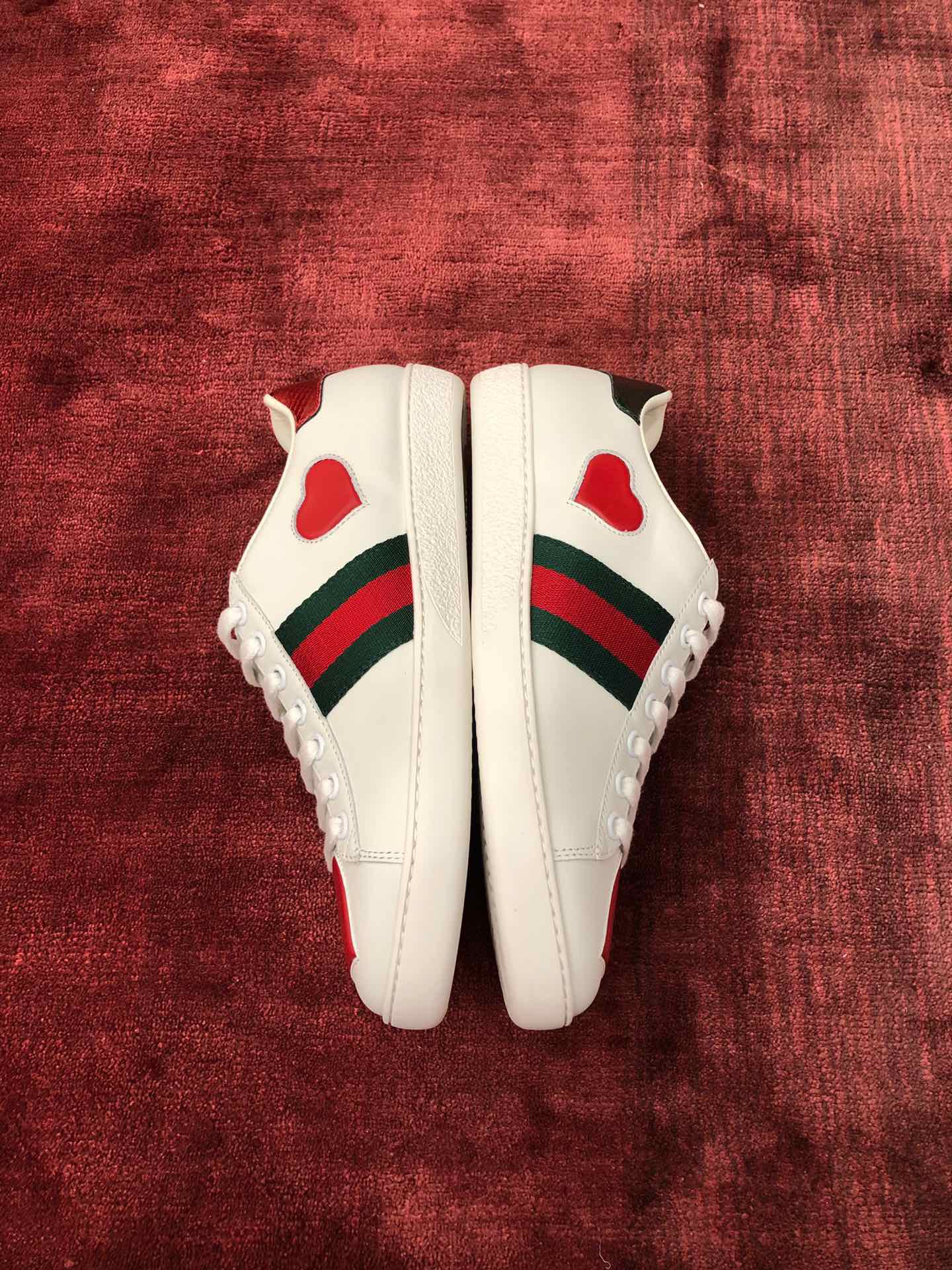 GIÀY GUCCI Leather Ace Sneakers Heart White