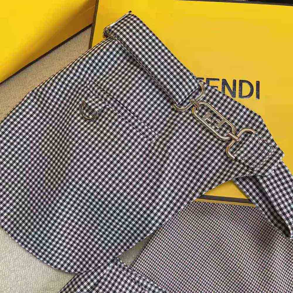 Chân Váy Fendi Women Beige Houndstooth Wool Skirt