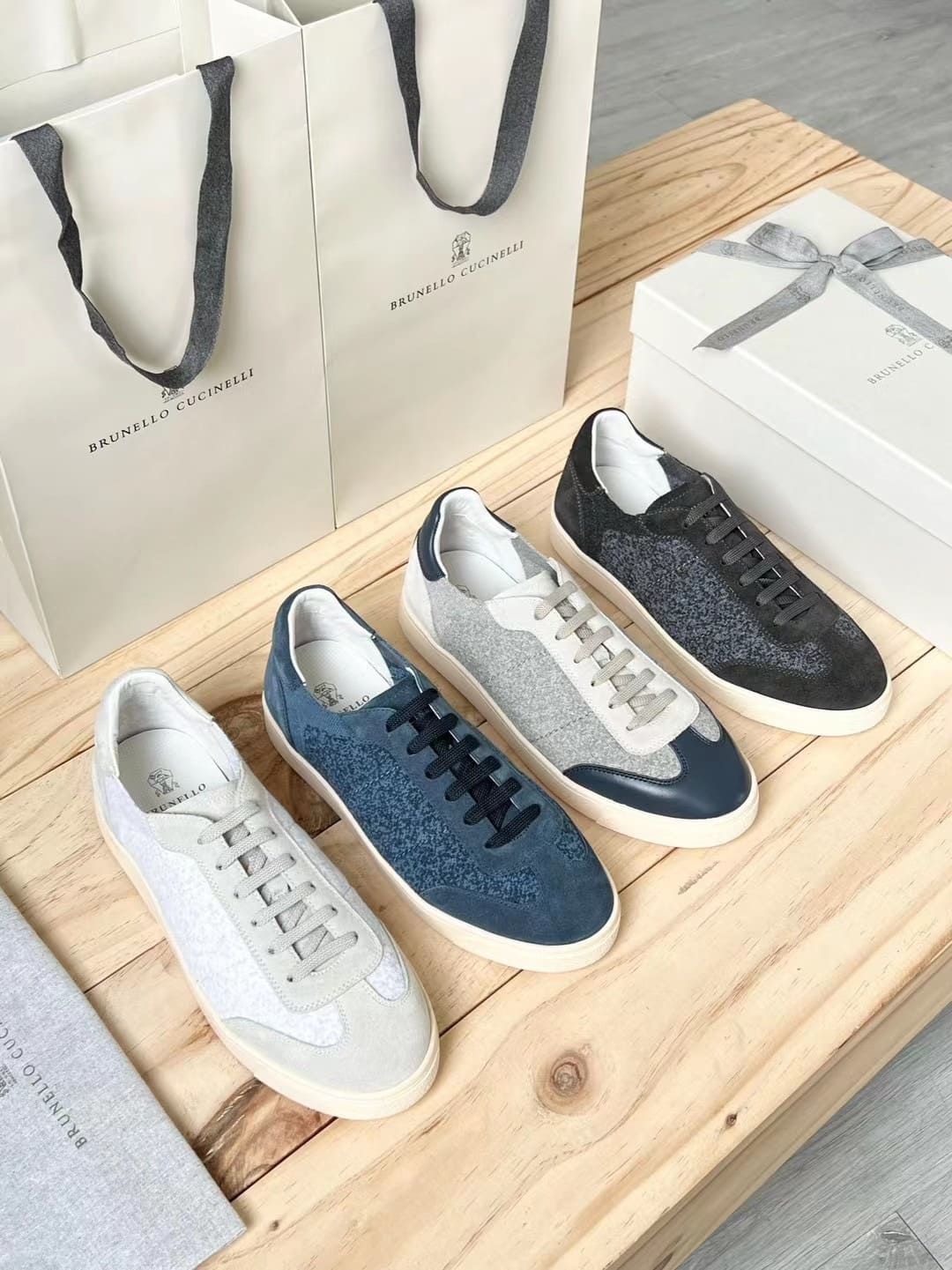 GIÀY BRUNELLO CUCINELLI SNEAKERS LOW TOP SHOES AAA DA LỘN KẾT HỢP DỆT KIM