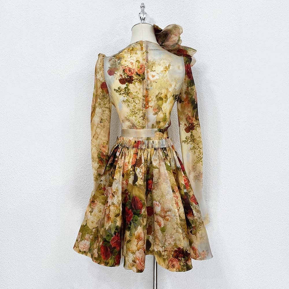 VÁY ZIMMERMANN Vintage Flower Long Sleeve Short Dress High Classy