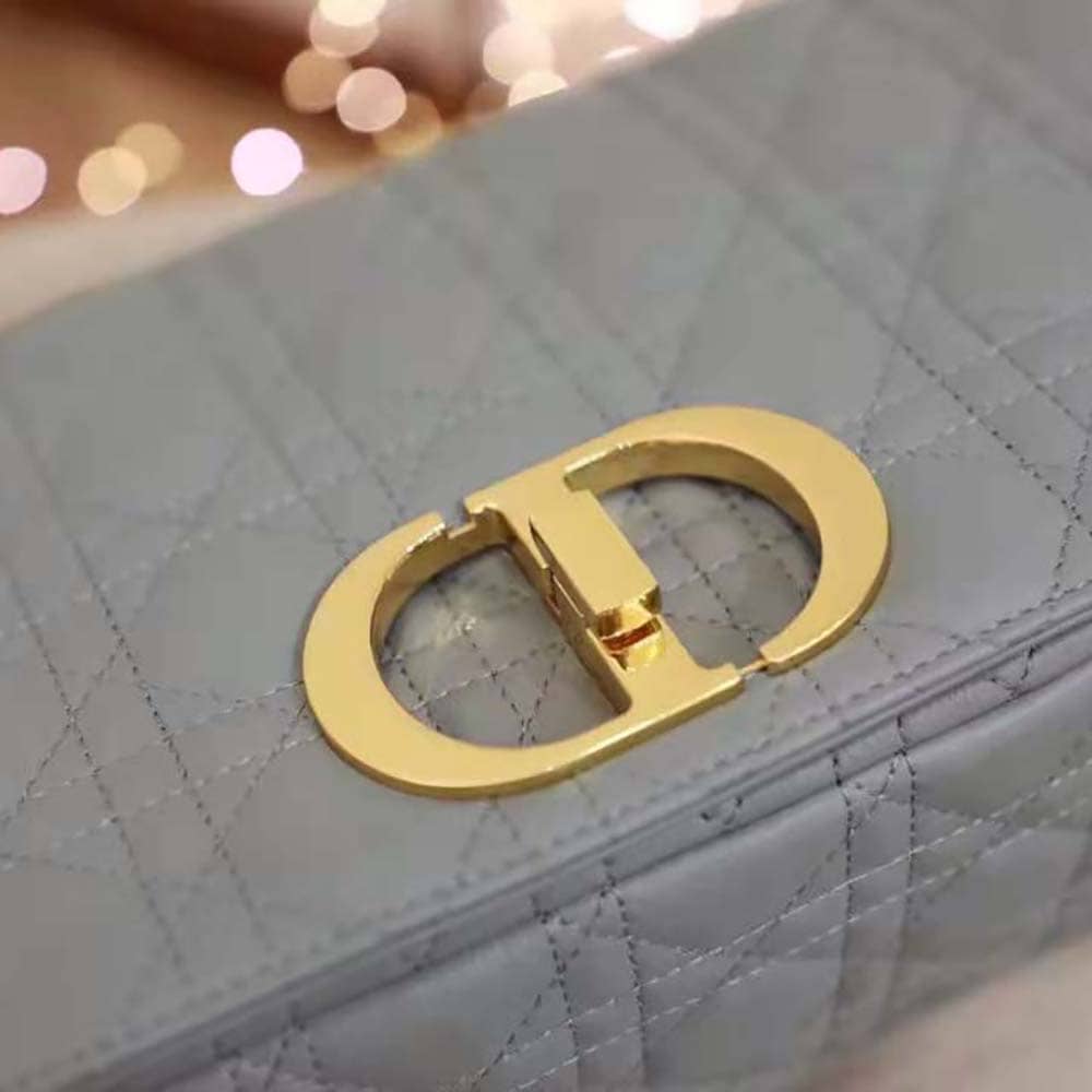 TÚI Dior Women Large Dior Caro Bag Supple Cannage Calfskin-Silver Top Quality