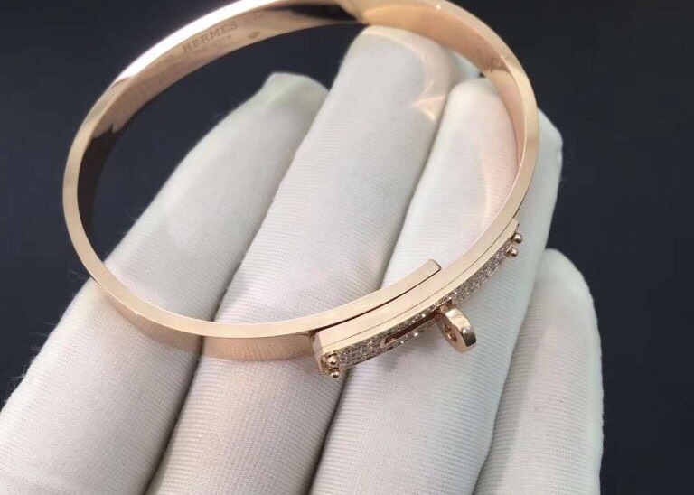 LẮC TAY HERMES PARIS KELLY BRACELET HERMES DIAMOND ROSE GOLD 18K