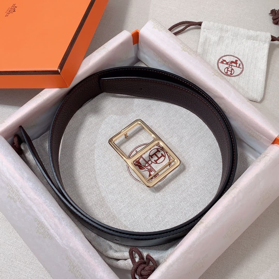 DÂY LƯNG HERMES H Togo leather hai mặt khóa vàng