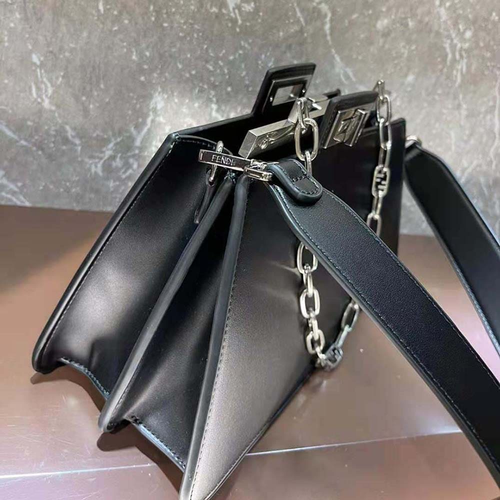 TÚI FENDI Women Peekaboo Cut Medium Black Leather Bag