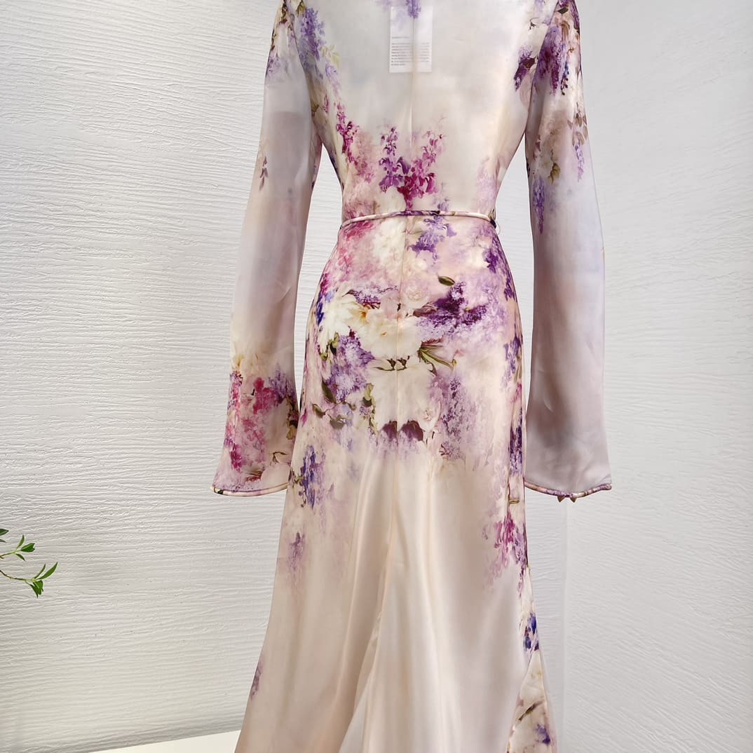 VÁY ZIMMERMANN Pink Floral Long Sleeve Maxi Dress High Classy