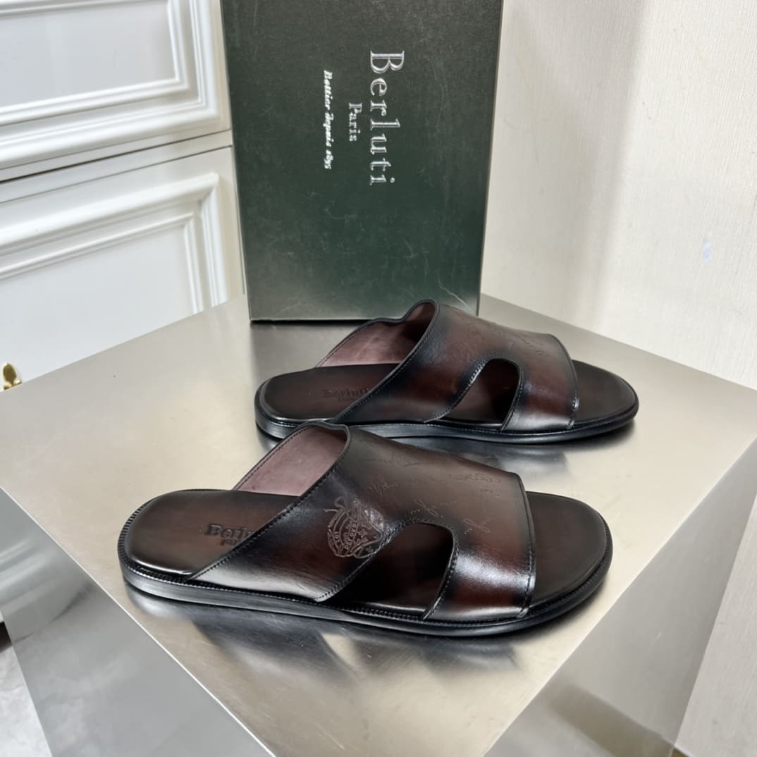 DÉP BERLUTI PATINA LEATHER SLIPPER