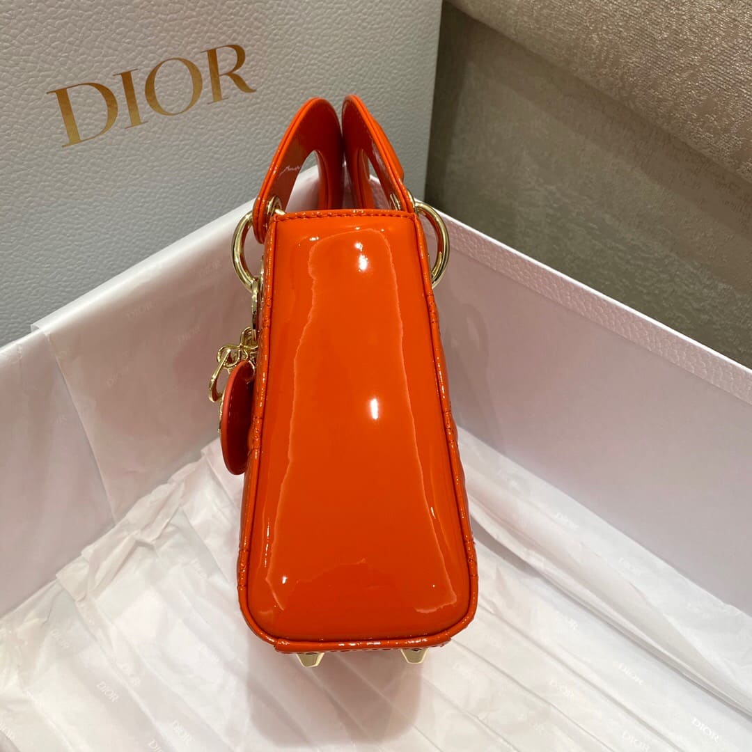 TÚI CHRISTIAN DIOR Lady Dior Bag Orange Cannage Lambskin
