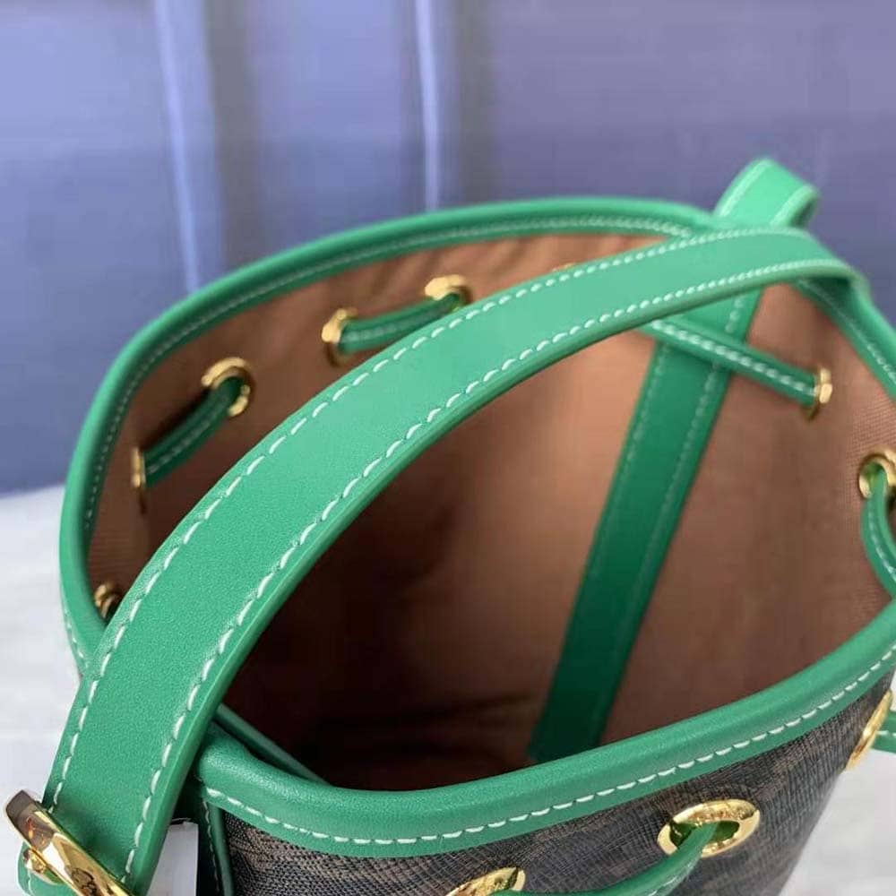 TÚI Celine Women Small Drawstring Bag in Triomphe Canvas-Green