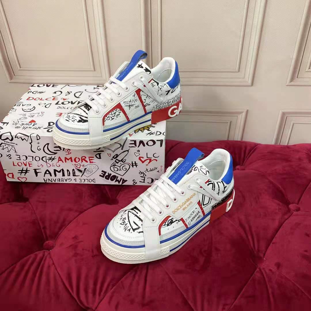 GIÀY DOLCE & GABBANA Graffiti-Print Calfskin Custom 2.Zero