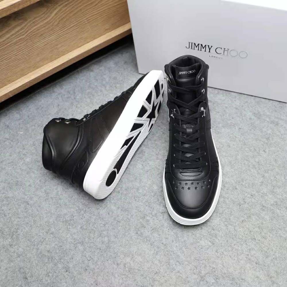 GIÀY JIMMY CHOO Hi Top/M Black Calf Leather High Top Trainers