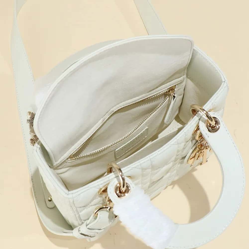 TÚI Dior Women Small Lady Dior My ABC Dior Latte Cannage Lambskin da cừu