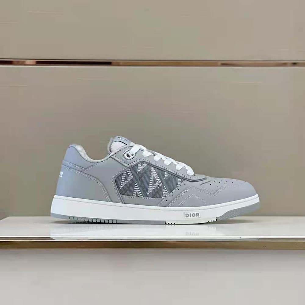 GIÀY DIOR B27 Sneaker Dior Gray Smooth Calfskin and CD Diamond Canvas