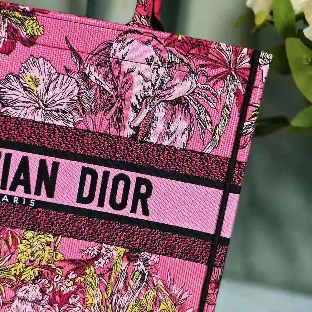 TÚI Dior Women Medium Dior Book Tote Fuchsia Multicolor Toile de Jouy Voyage Embroidery