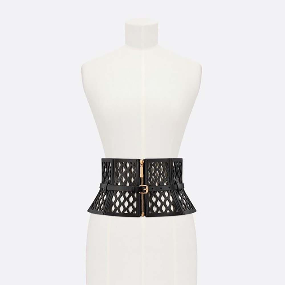 DÂY LƯNG Dior Women D-Trap Corset Belt Black Smooth Calfskin 16 CM
