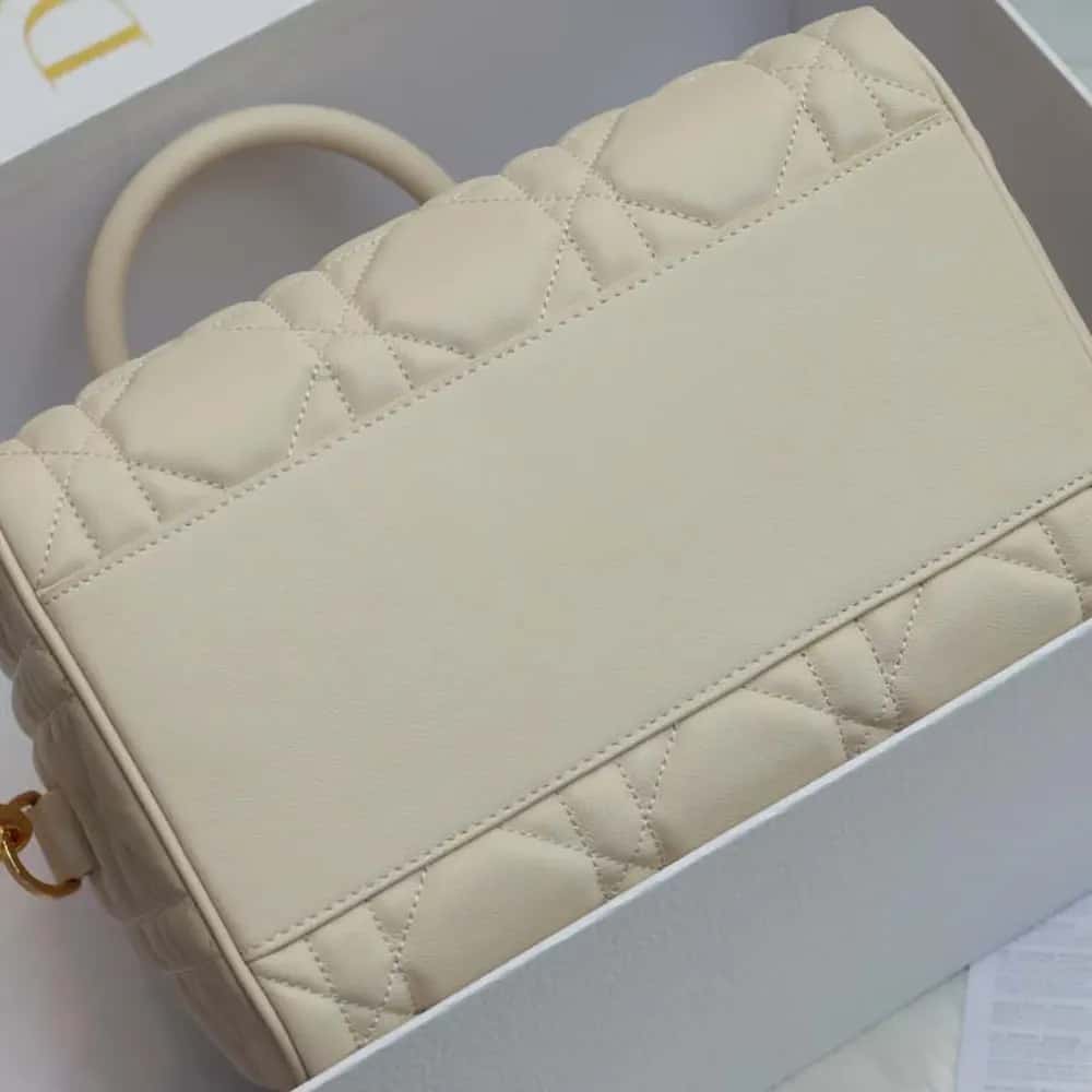 TÚI Dior Women Groove 25 Dusty Ivory Macrocannage Calfskin