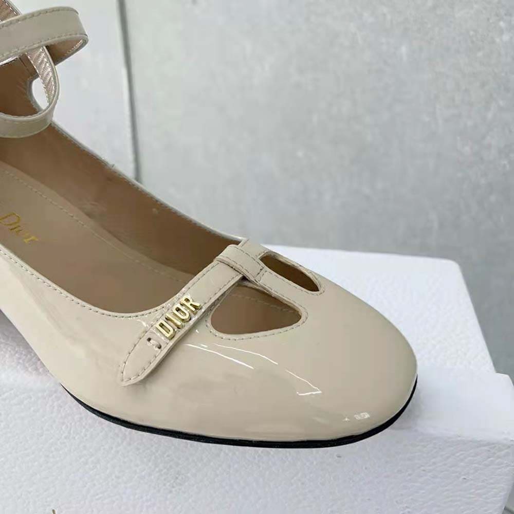 GIÀY Dior Women Aime Dior Ballerina Pump White Patent Calfskin