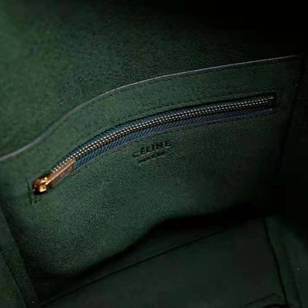 TÚI Celine Women Sangle Small Bucket Bag in Soft Grained Calfskin-Green