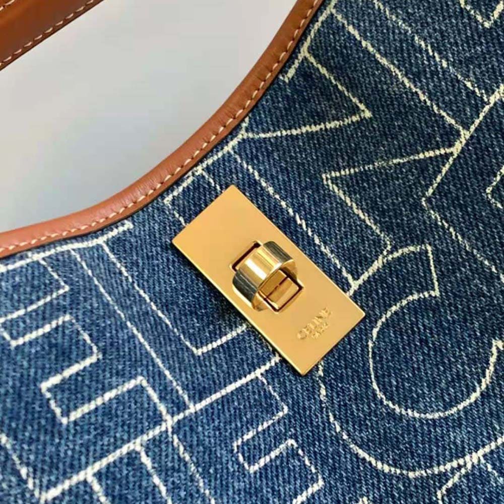 TÚI Celine Women Bucket 16 Bag in Denim with Celine All-Over Print-Navy